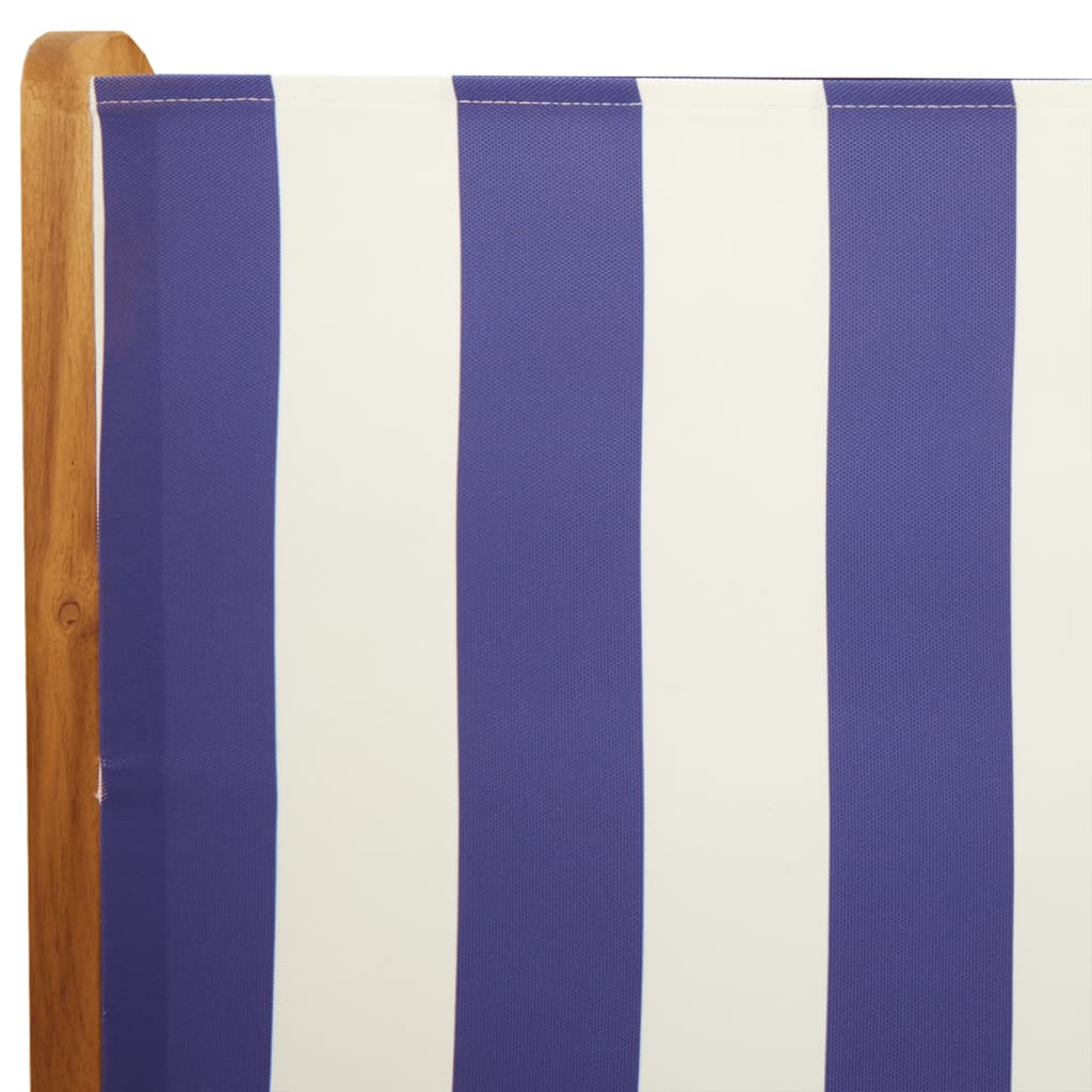 Garden Chairs 2 pcs Blue and White Solid Wood Acacia and Fabric