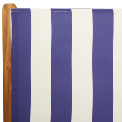 Garden Chairs 2 pcs Blue and White Solid Wood Acacia and Fabric