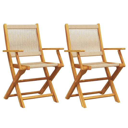 Garden Chairs 2 pcs Beige Solid Wood Acacia and Polypropylene
