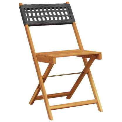 Bistro Chair | Set of 2 | Black | Solid acacia wood, poly rattan