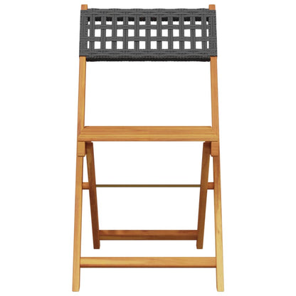 Bistro Chair | Set of 2 | Black | Solid acacia wood, poly rattan