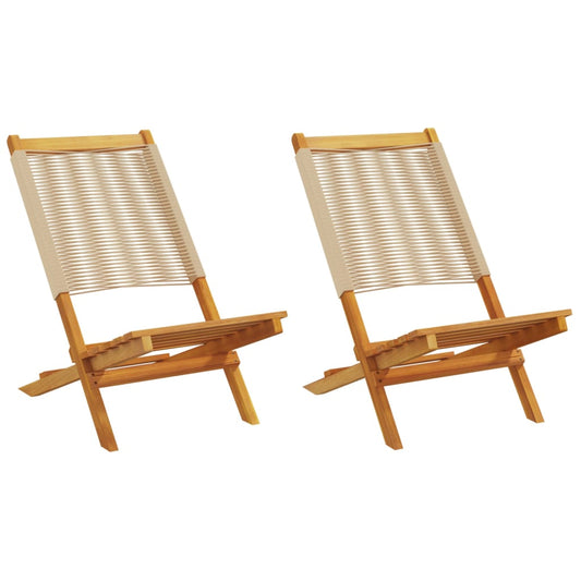 Garden Chairs 2 pcs Beige Solid Wood Acacia and Polypropylene
