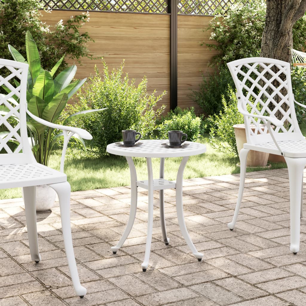 Garden Table White Ø48x53 cm Cast Aluminium