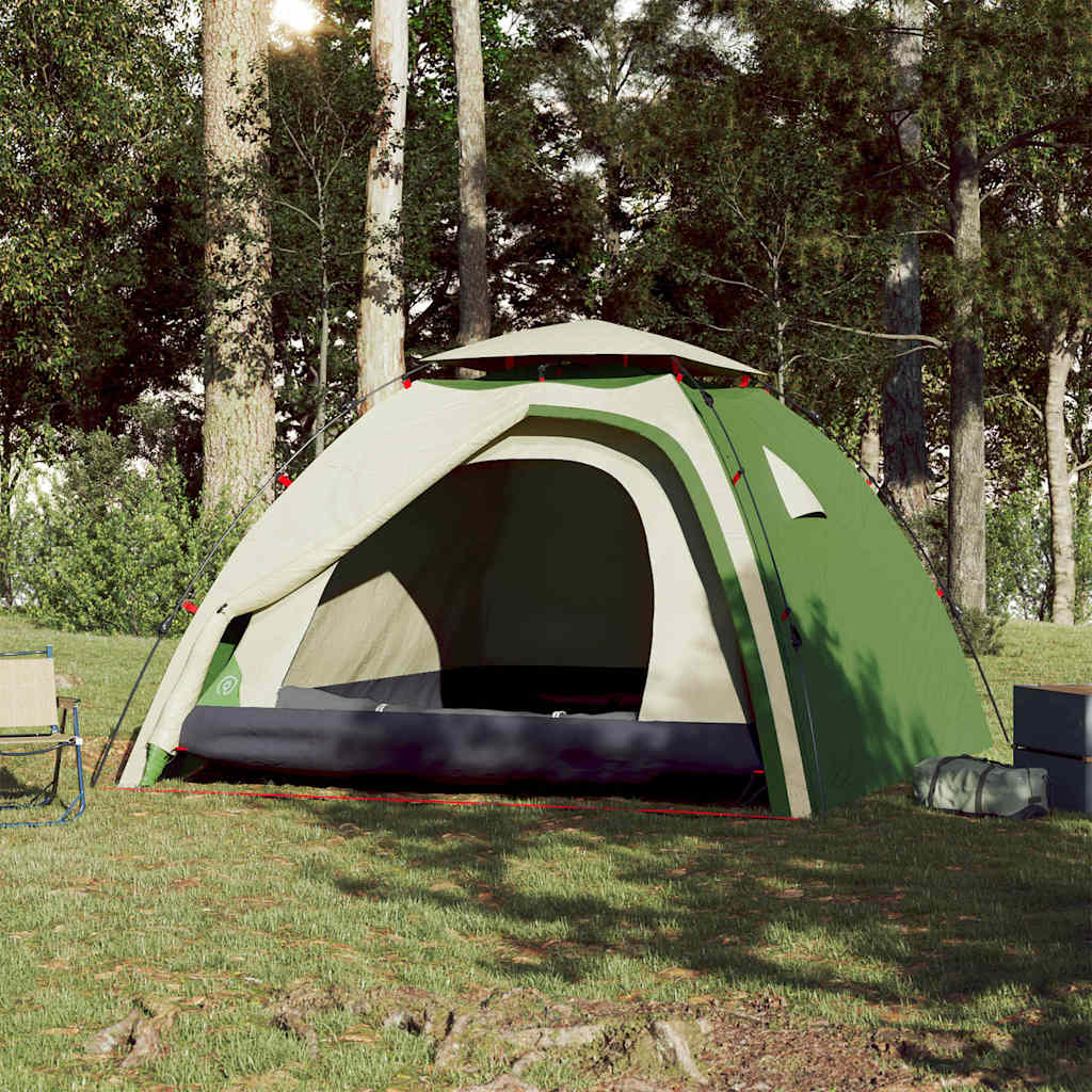 Camping Tent Dome 4-Person Green Quick Release