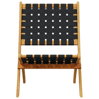 Folding Chairs 2 pcs Black Solid Wood Acacia and Fabric