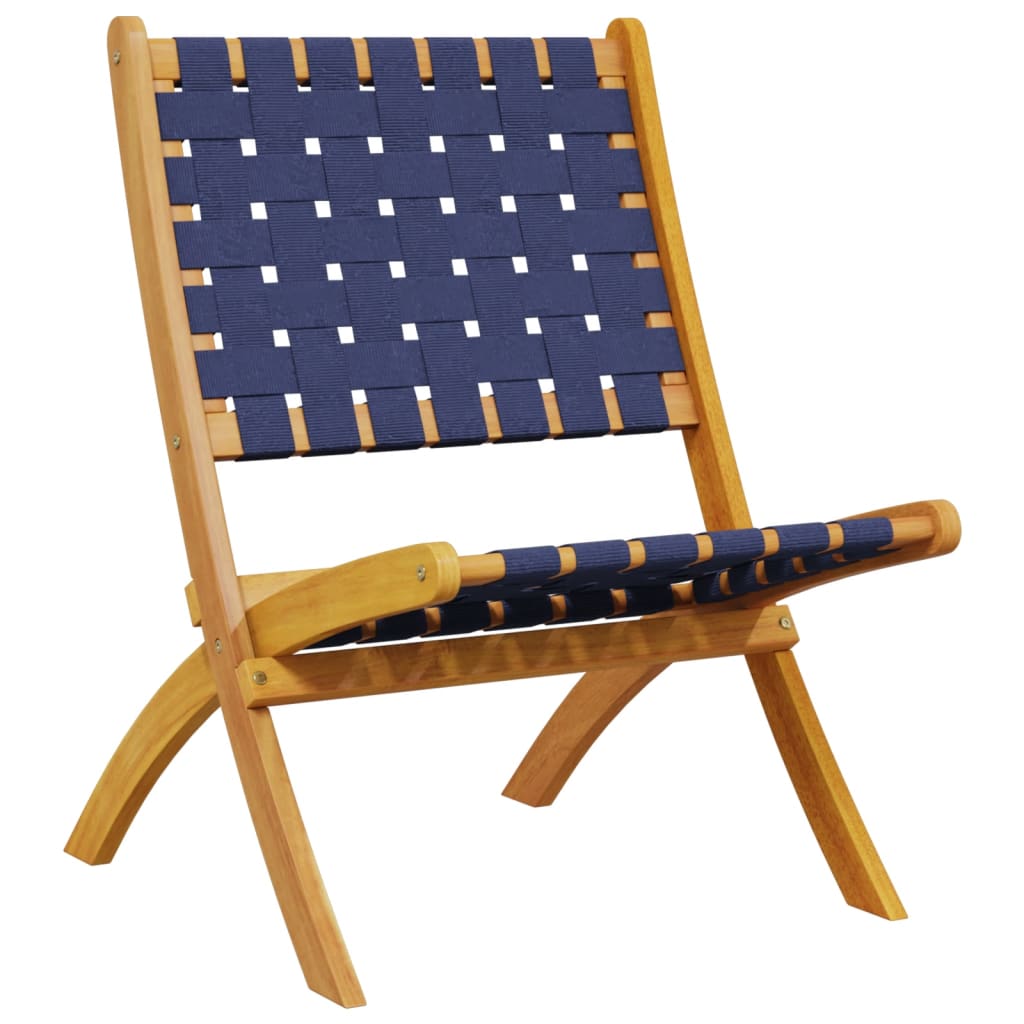 Folding Chairs 2 pcs Dark Blue Solid Wood Acacia and Fabric