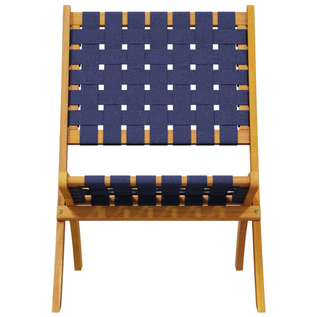 Folding Chairs 2 pcs Dark Blue Solid Wood Acacia and Fabric