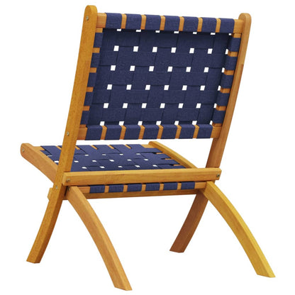 Folding Chairs 2 pcs Dark Blue Solid Wood Acacia and Fabric