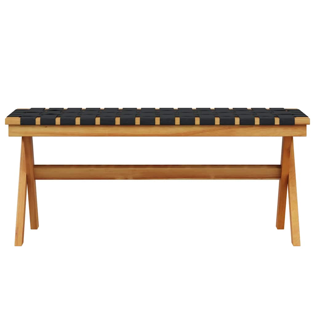 Garden Bench Black Solid Wood Acacia and Fabric