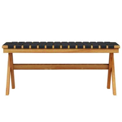 Garden Bench Black Solid Wood Acacia and Fabric