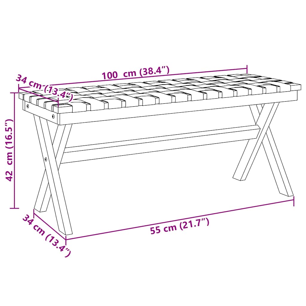 Garden Bench Black Solid Wood Acacia and Fabric