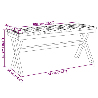Garden Bench Black Solid Wood Acacia and Fabric