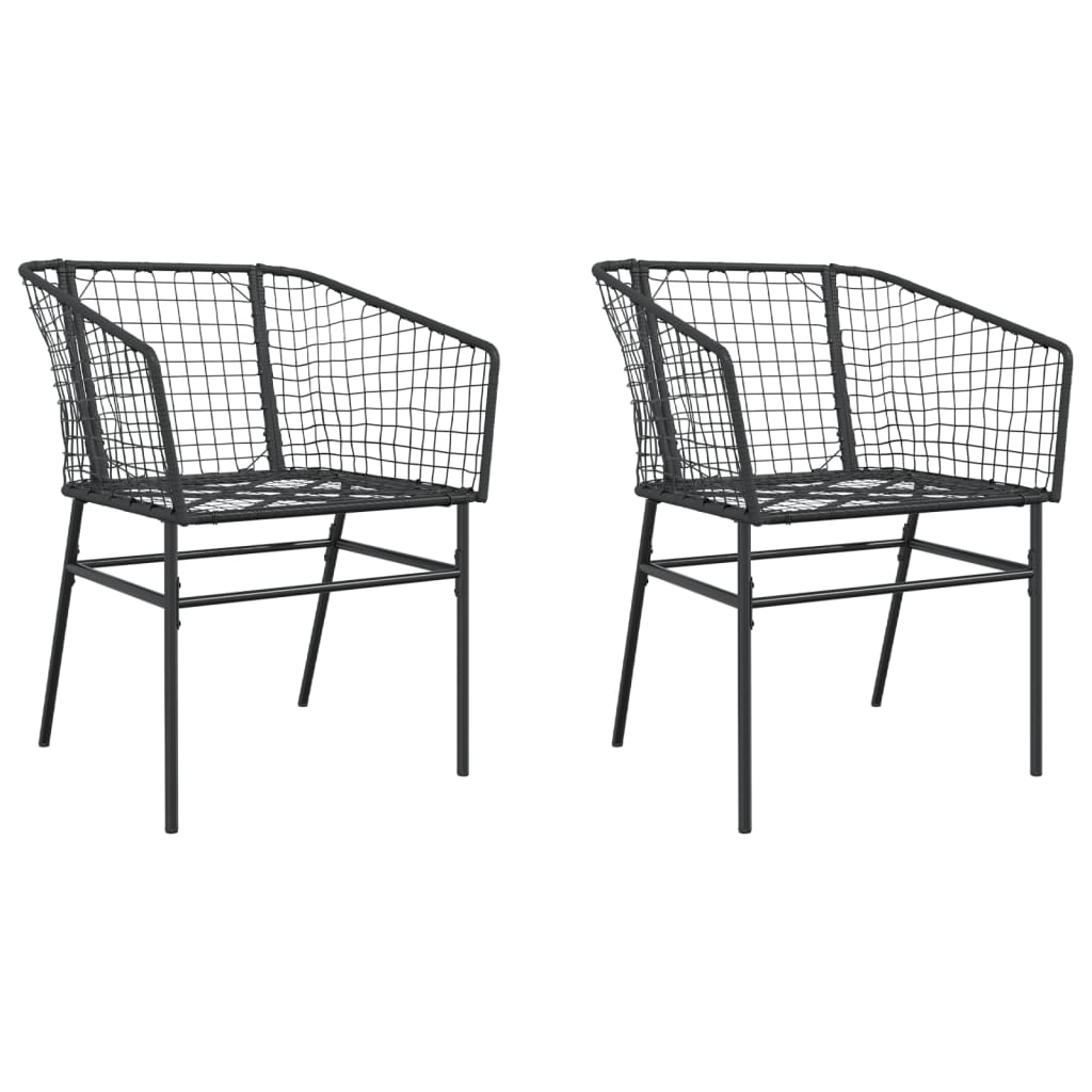 Garden Chair | Black | PE Rattan, Powder-Coated Steel | Durable