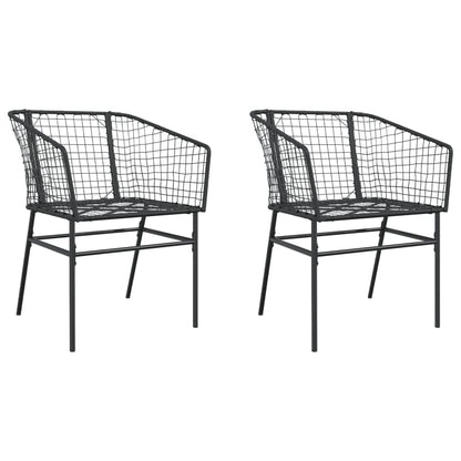 Garden Chair | Black | PE Rattan, Powder-Coated Steel | Durable