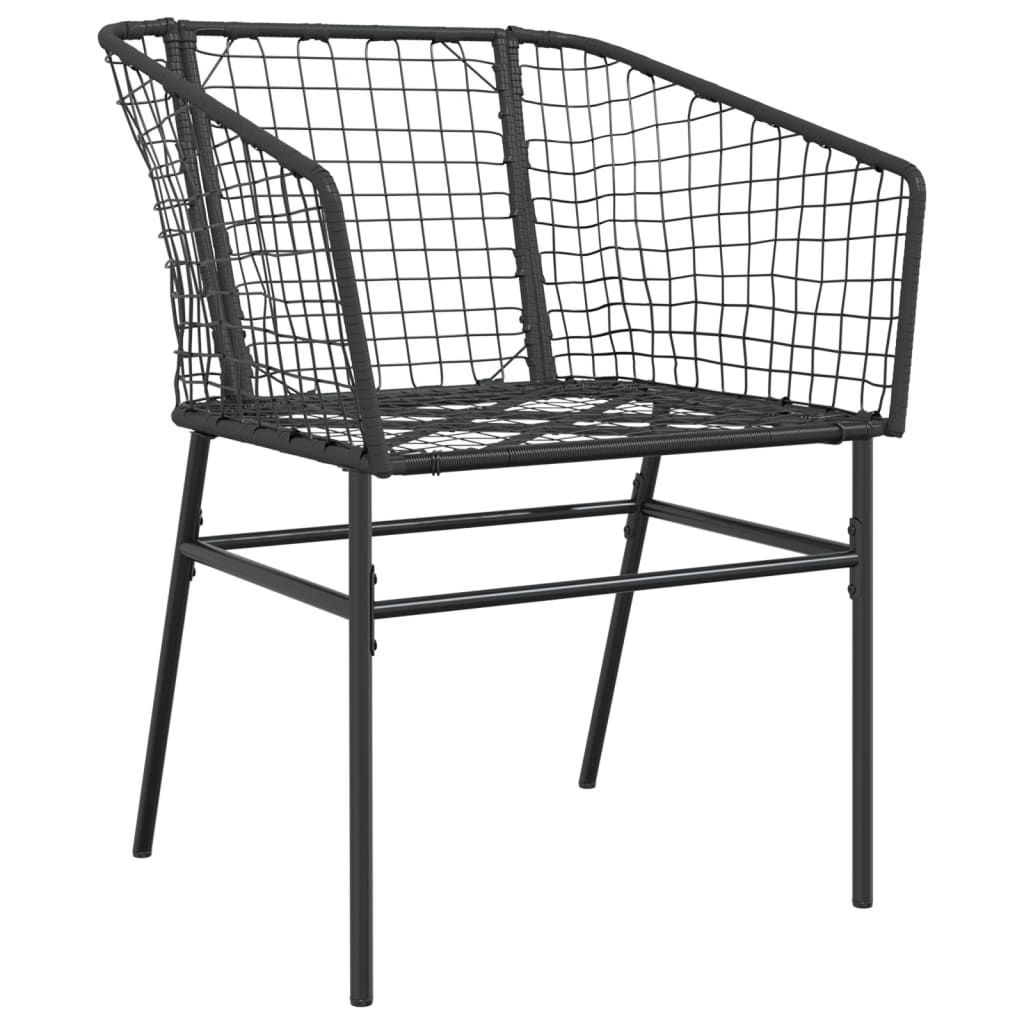 Garden Chair | Black | PE Rattan, Powder-Coated Steel | Durable