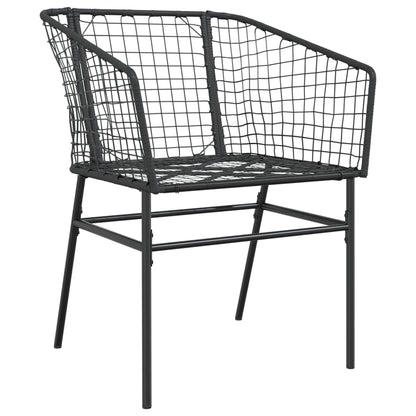 Garden Chair | Black | PE Rattan, Powder-Coated Steel | Durable
