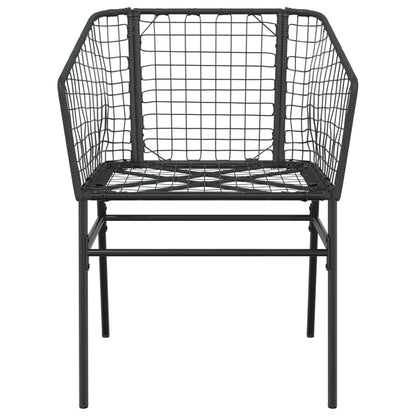 Garden Chair | Black | PE Rattan, Powder-Coated Steel | Durable