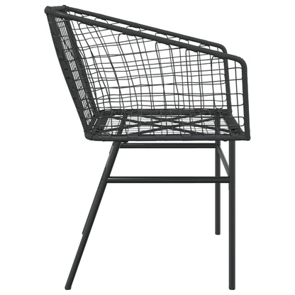 Garden Chair | Black | PE Rattan, Powder-Coated Steel | Durable