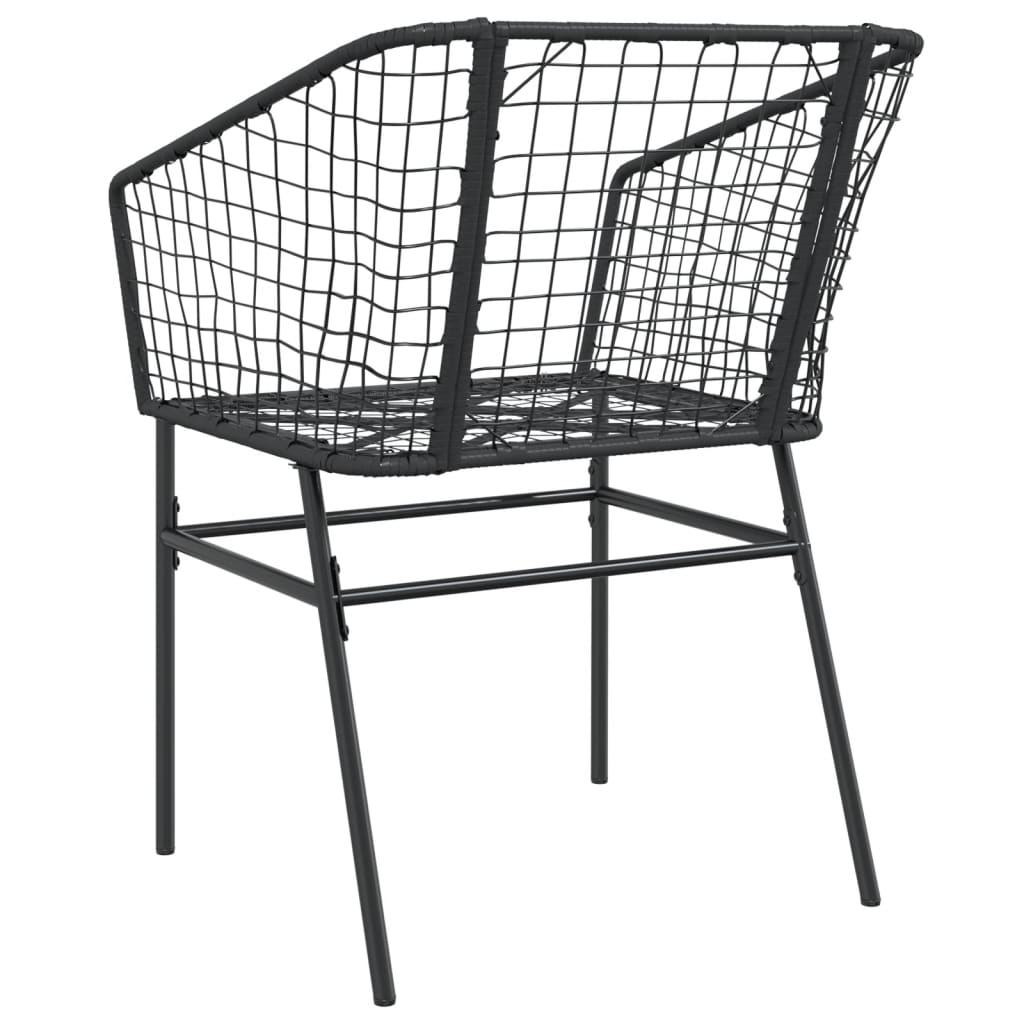 Garden Chair | Black | PE Rattan, Powder-Coated Steel | Durable