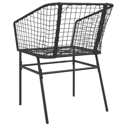 Garden Chair | Black | PE Rattan, Powder-Coated Steel | Durable