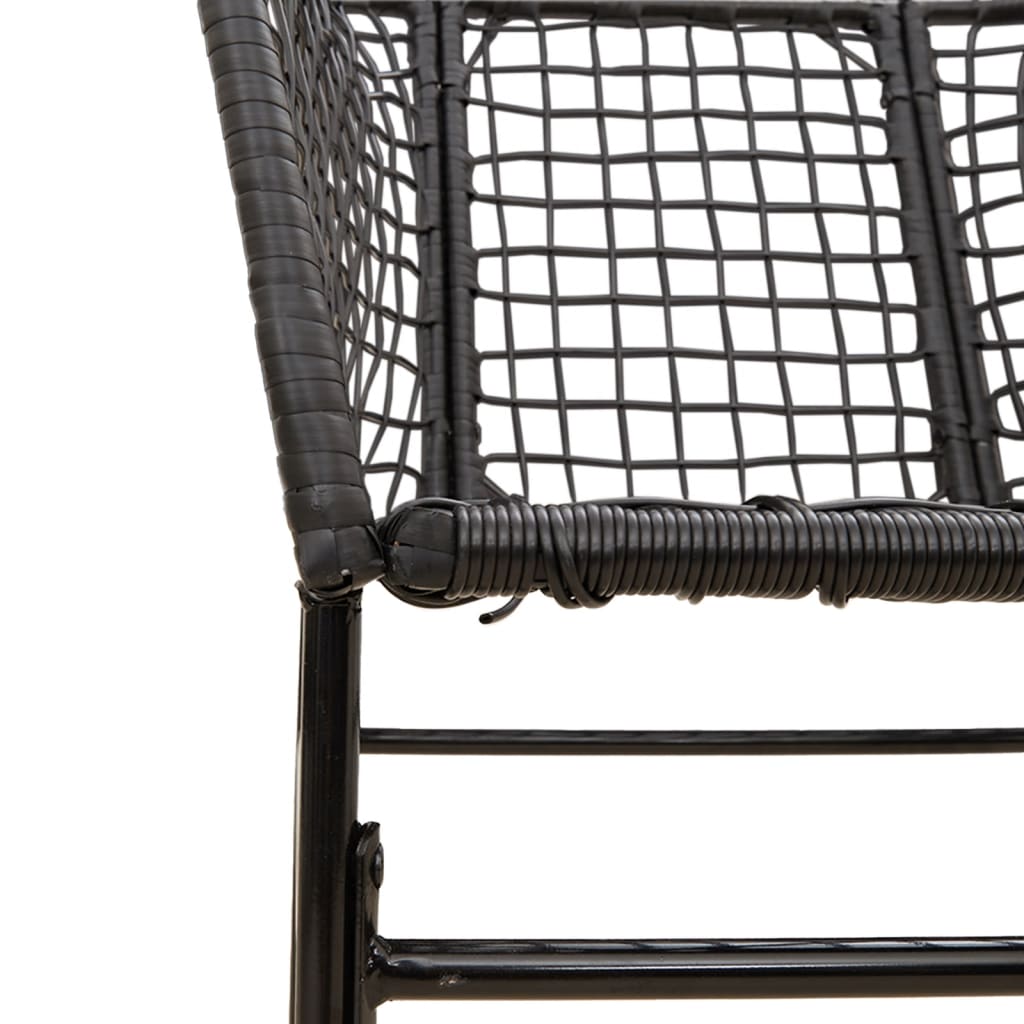 Garden Chair | Black | PE Rattan, Powder-Coated Steel | Durable