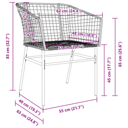 Garden Chair | Black | PE Rattan, Powder-Coated Steel | Durable