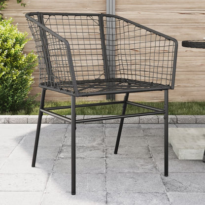 Garden Chair | Black | PE Rattan, Powder-Coated Steel | Durable