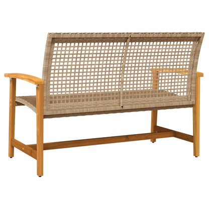 Garden Bench Beige 112 cm Poly Rattan and Acacia Wood
