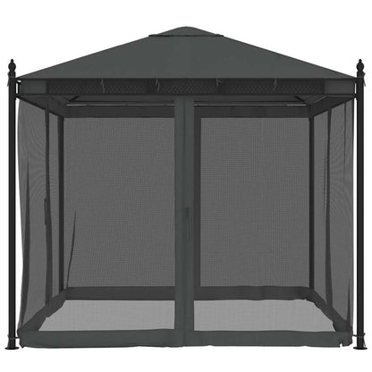 Gazebo with Mesh Walls Anthracite 2.93x2.93 m Steel