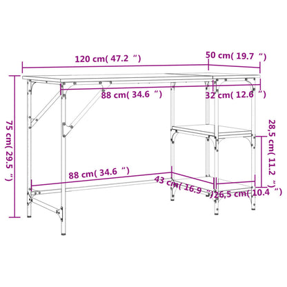 Desk Grey Sonoma 120x50x75 cm Metal and Engineered Wood