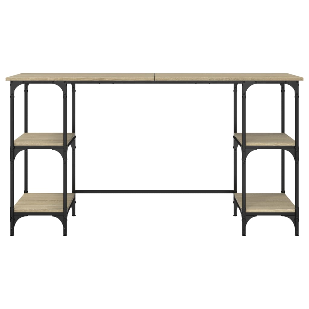 Desk Sonoma Oak 140x50x75 cm Metal and Engineered Wood