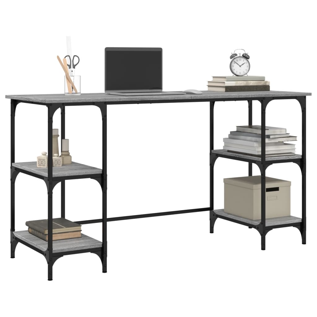 Desk Grey Sonoma 140x50x75 cm Metal and Engineered Wood
