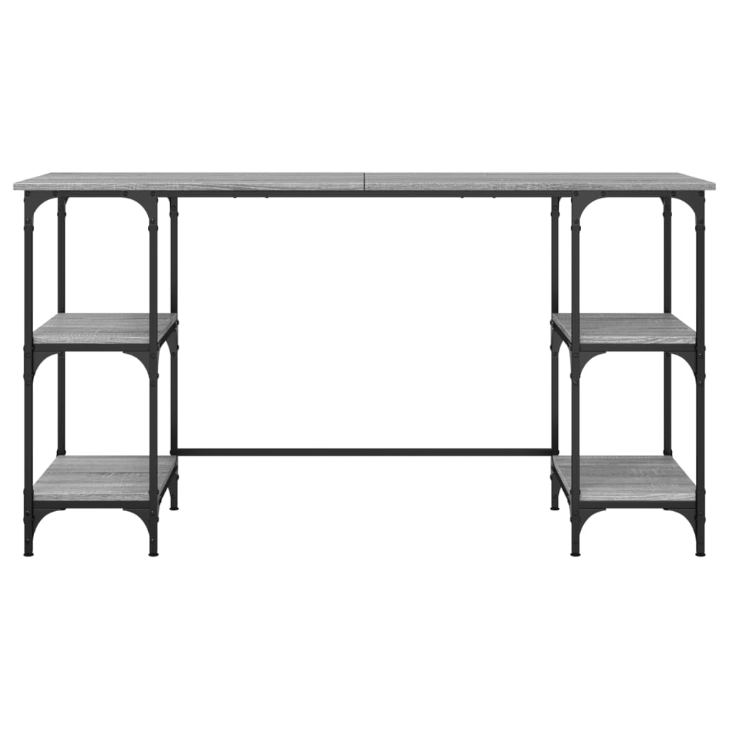 Desk Grey Sonoma 140x50x75 cm Metal and Engineered Wood