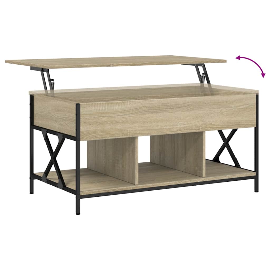Coffee Table Sonoma Oak 100x55x50 cm Engineered Wood and Metal