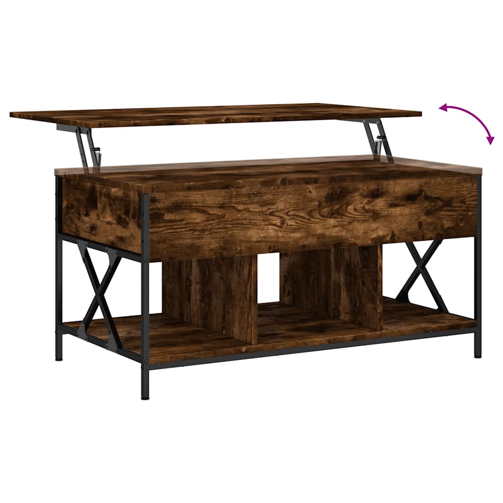 Coffee Table Smoked Oak 100x55x50 cm Engineered Wood and Metal