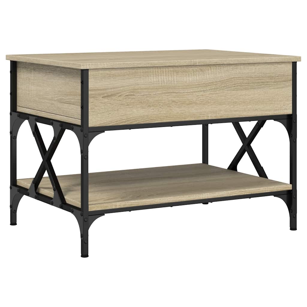 Coffee Table Sonoma Oak 70x50x50 cm Engineered Wood and Metal