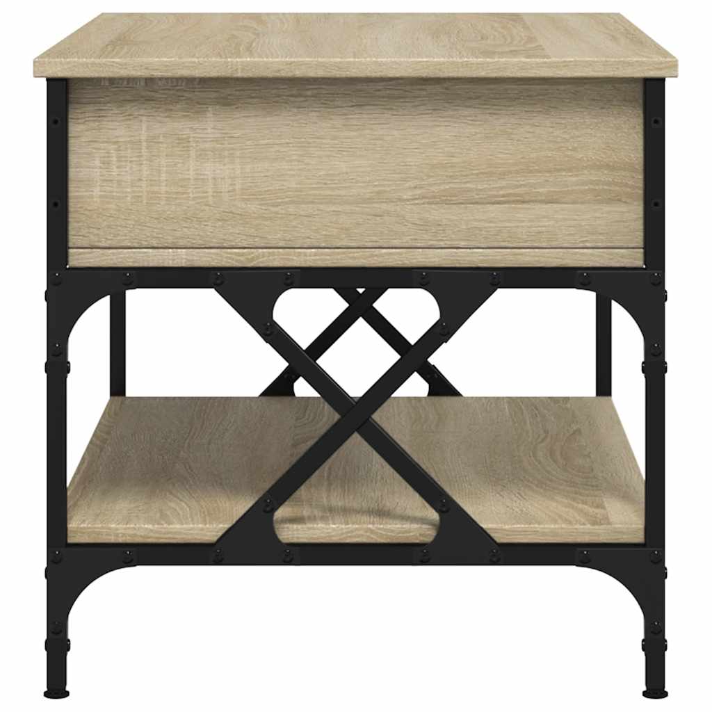 Coffee Table Sonoma Oak 70x50x50 cm Engineered Wood and Metal