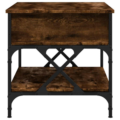 Coffee Table Smoked Oak 70x50x50 cm Engineered Wood and Metal