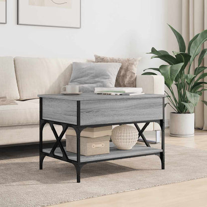 Coffee Table Grey Sonoma 70x50x50 cm Engineered Wood and Metal