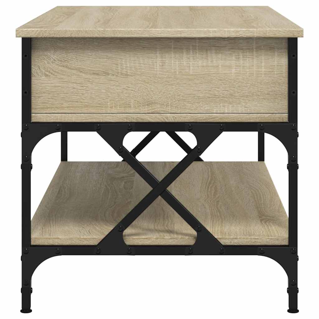 Coffee Table Sonoma Oak 100x50x50 cm Engineered Wood and Metal