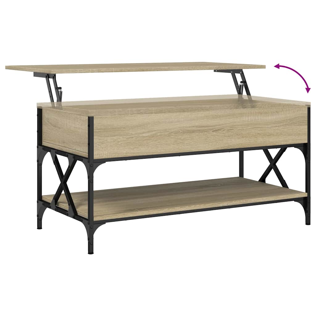 Coffee Table Sonoma Oak 100x50x50 cm Engineered Wood and Metal