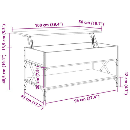 Coffee Table Sonoma Oak 100x50x50 cm Engineered Wood and Metal