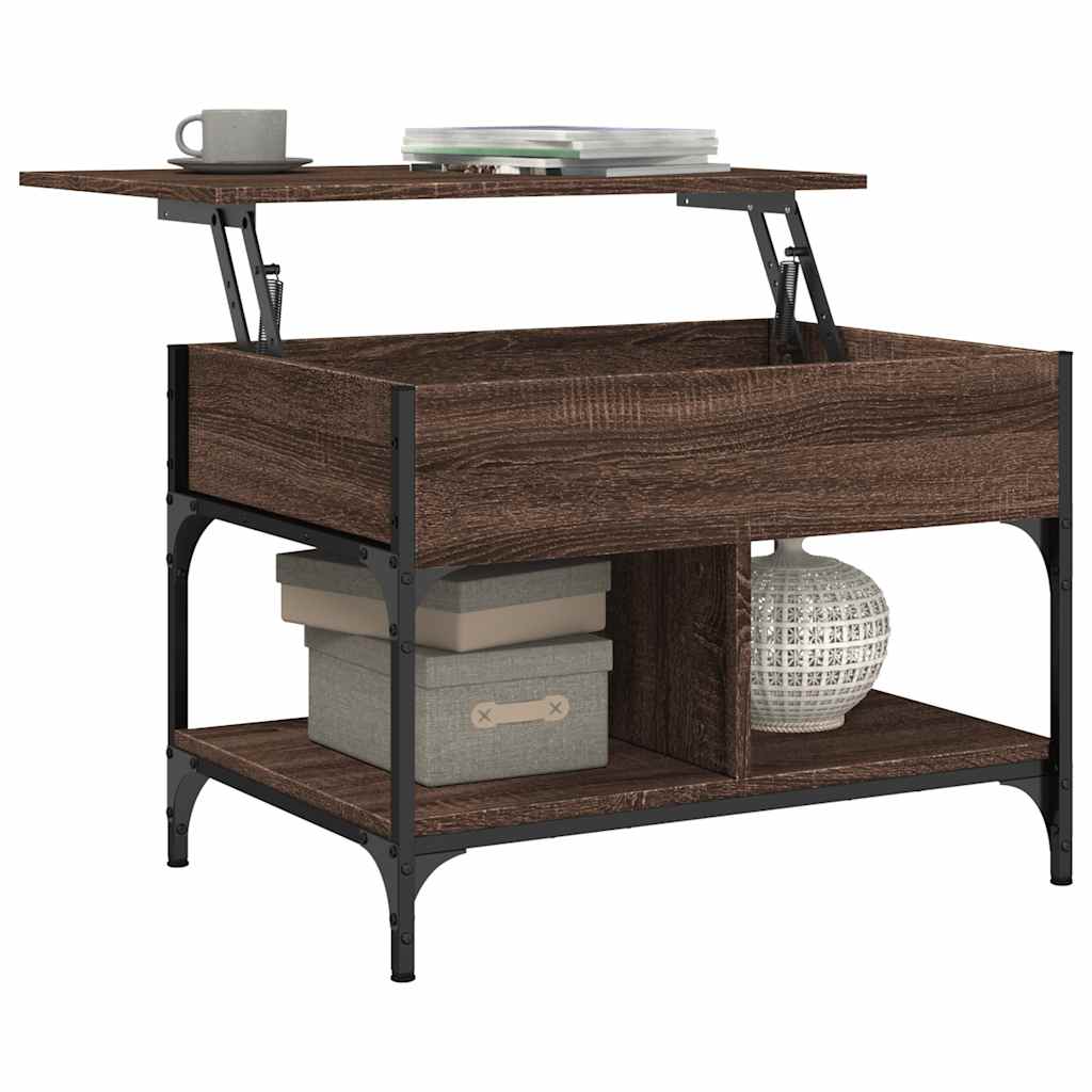 Coffee Table Brown Oak 70x50x50 cm Engineered Wood and Metal