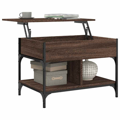 Coffee Table Brown Oak 70x50x50 cm Engineered Wood and Metal