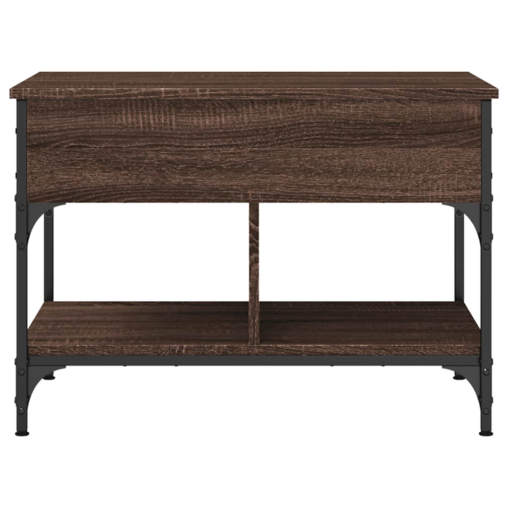 Coffee Table Brown Oak 70x50x50 cm Engineered Wood and Metal