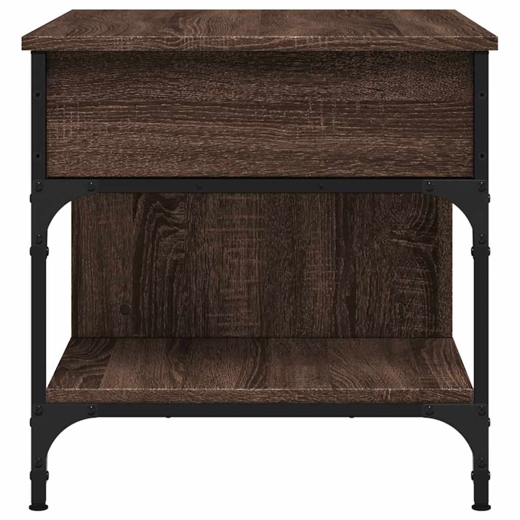 Coffee Table Brown Oak 70x50x50 cm Engineered Wood and Metal
