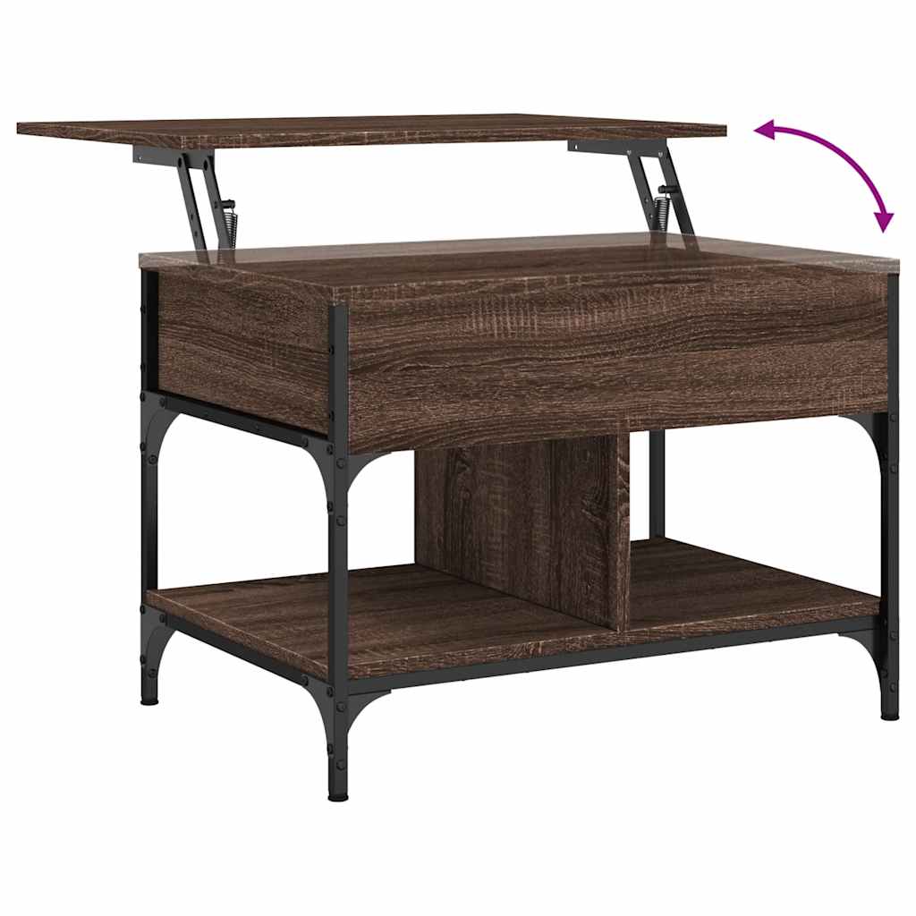 Coffee Table Brown Oak 70x50x50 cm Engineered Wood and Metal