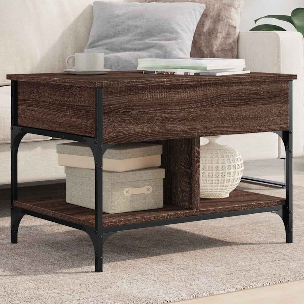 Coffee Table Brown Oak 70x50x50 cm Engineered Wood and Metal