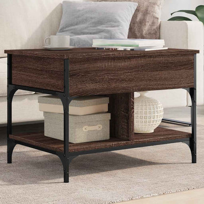 Coffee Table Brown Oak 70x50x50 cm Engineered Wood and Metal