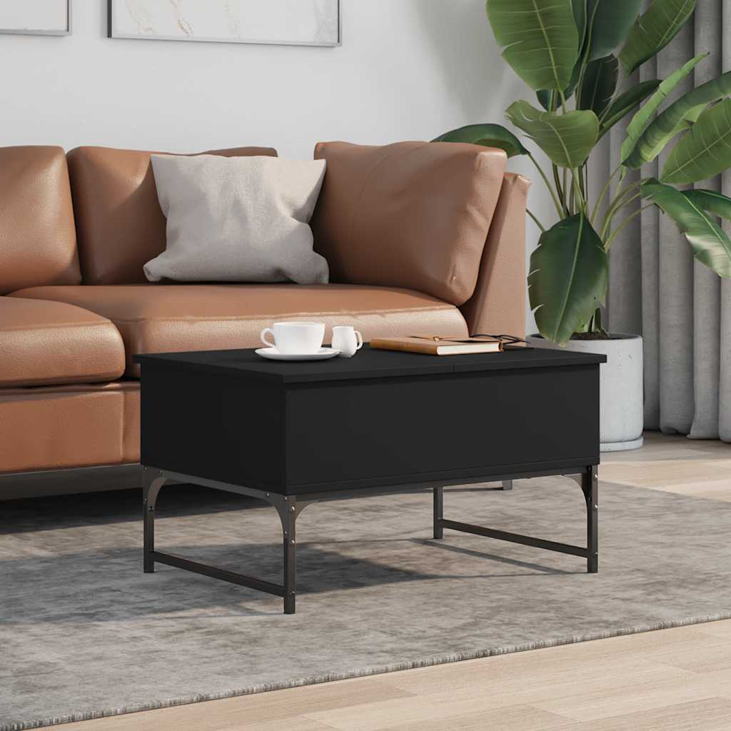 Coffee Table Black 70x50x40 cm Engineered Wood and Metal